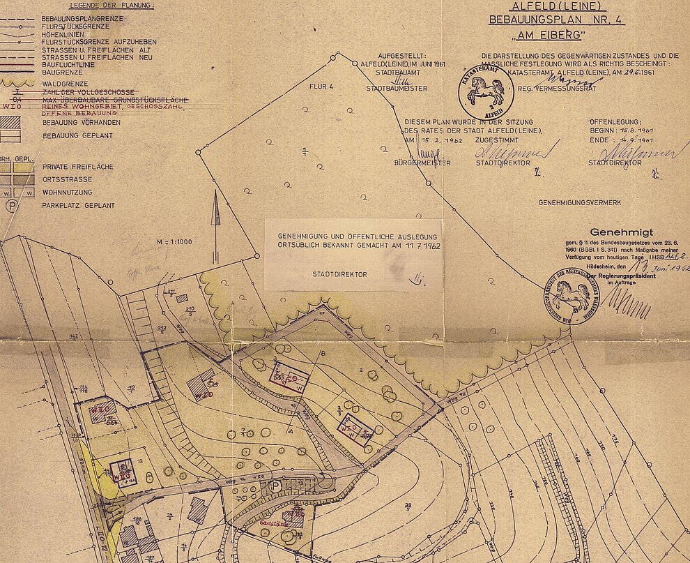Illustration: Ausschnitt eines Bebauungsplans für den Eiberg aus den 60er Jahren © Stadt Alfeld (Leine) Illustration: Ausschnitt eines Bebauungsplans für den Eiberg aus den 60er Jahren © Stadt Alfeld (Leine)