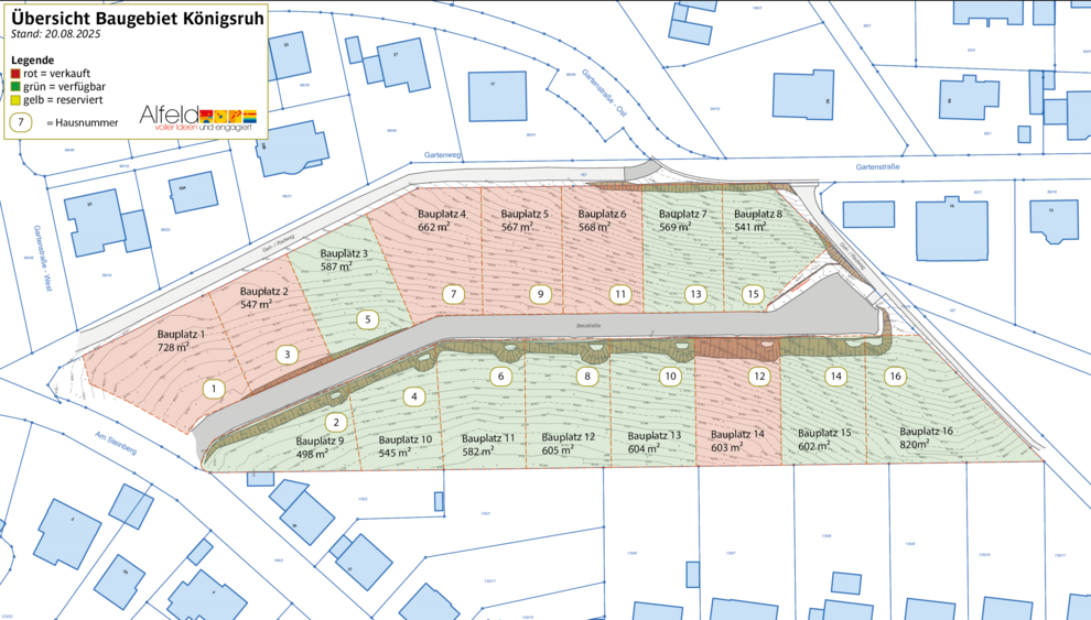 Plan des Baugebietes Königsruh (Stand: 20.08.2025) Plan des Baugebietes Königsruh (Stand: 20.08.2025)